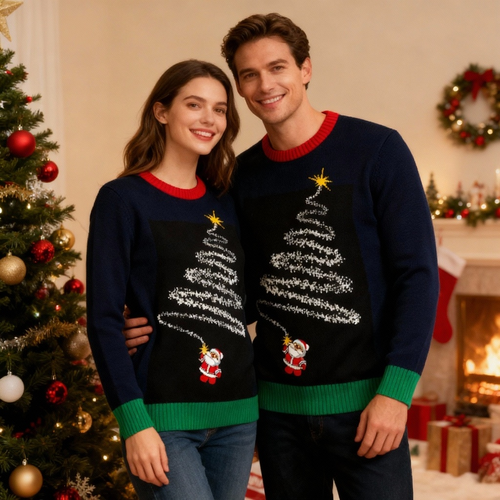 Drune | Weihnachtsmann Druck Ferienpullover - Absichtlich festlicher Eigenheit