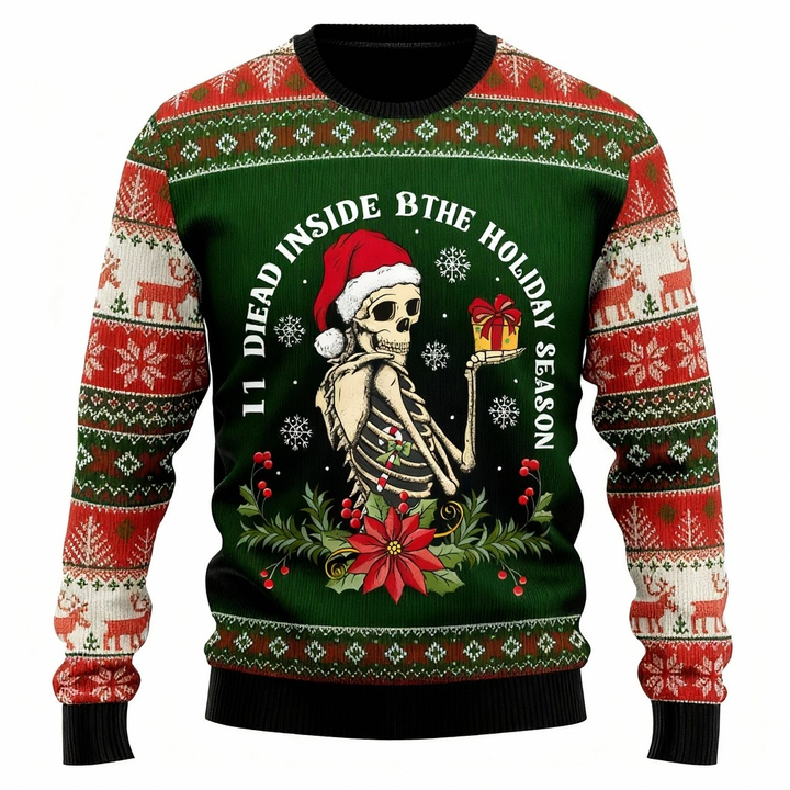 Drune | Skull Print - Festival der Holiday Prints Hässlicher Pullover