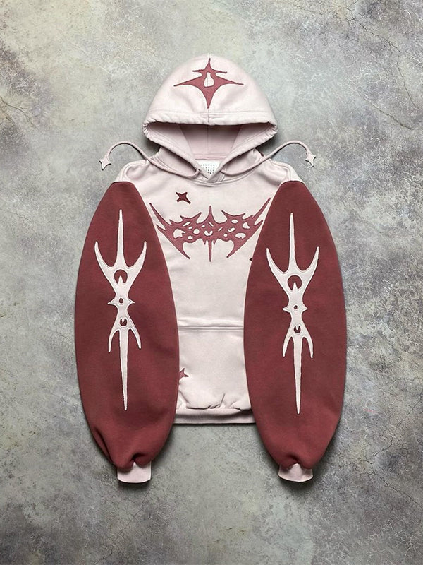 Drune | Kontrastfarbe Buchstaben Oversized Hoodie mit langen Ärmeln