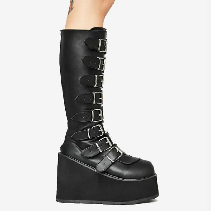 Drune | Zip Up Chunky High Heel Stiefel