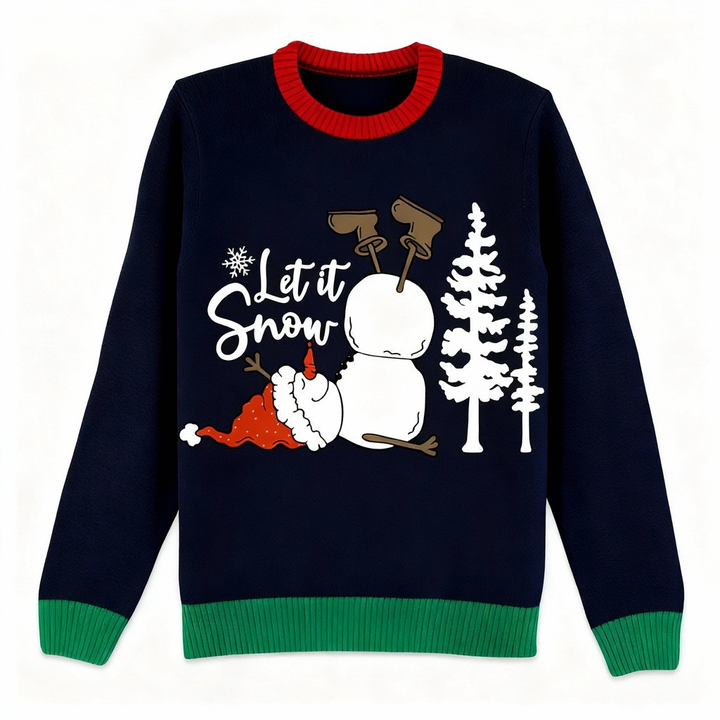 Drune | Verspielter Schneemann Druck Holiday Sweatshirt - Absichtlicher festlicher Charakter