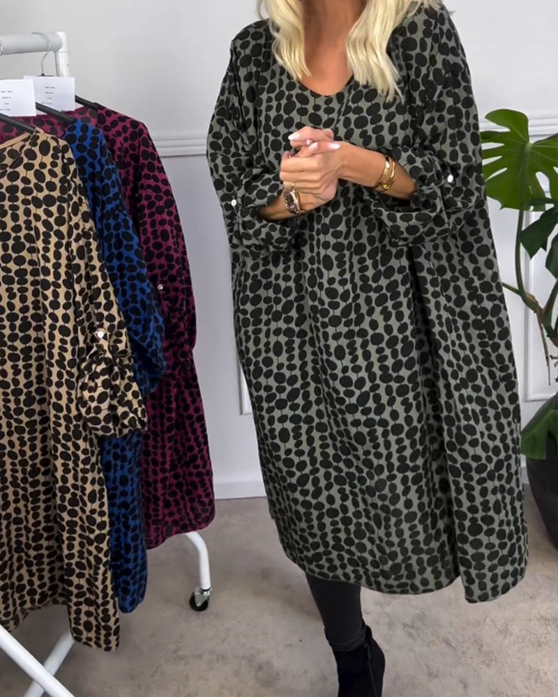 Drune | Kleid mit Gepunktetem V-Ausschnitt