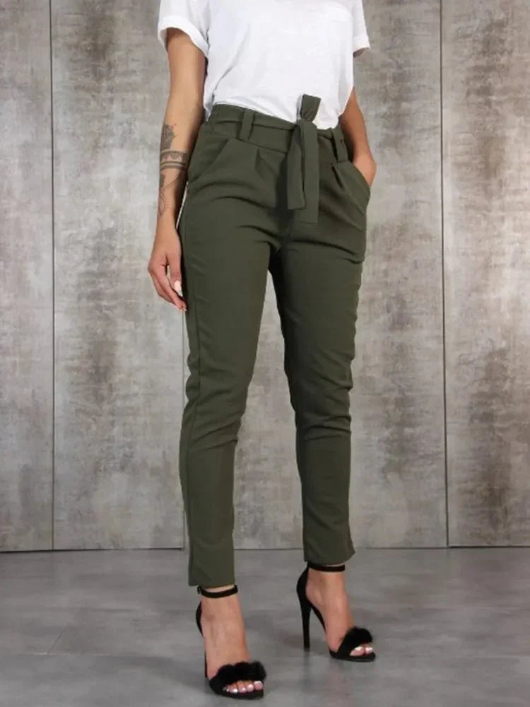 Drune | Hochtaillen Damenhose mit Gürtel