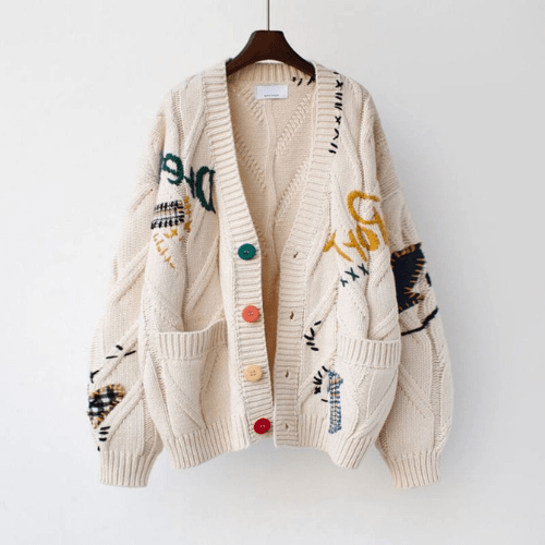 Drune | Strickjacke Damen Weinlese Kleidungsstil