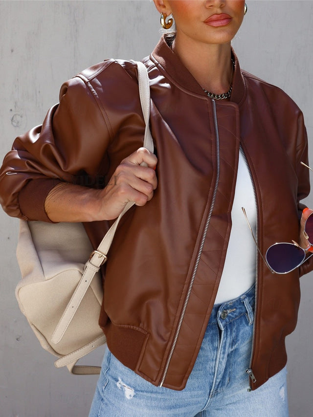Drune | Lockere Lederjacke für Damen