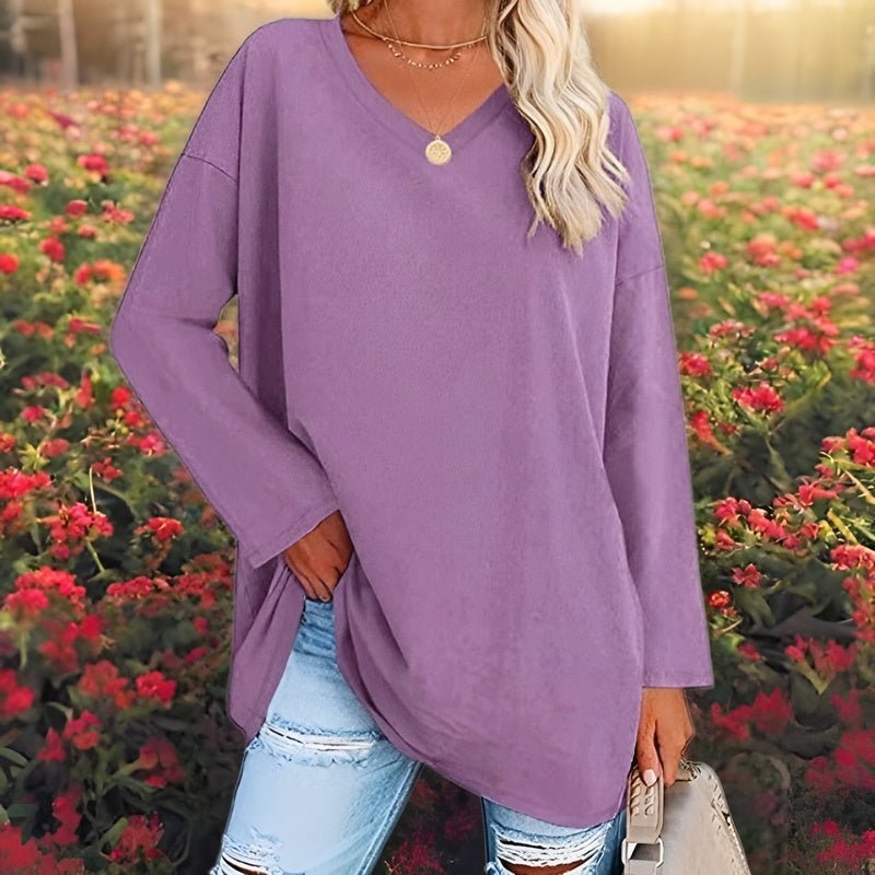 Drune | Trendiger V-Ausschnitt-Pullover mit langen Ärmel
