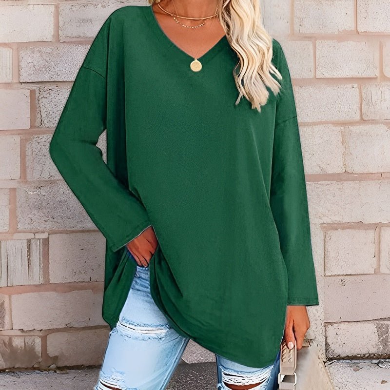 Drune | Trendiger V-Ausschnitt-Pullover mit langen Ärmel