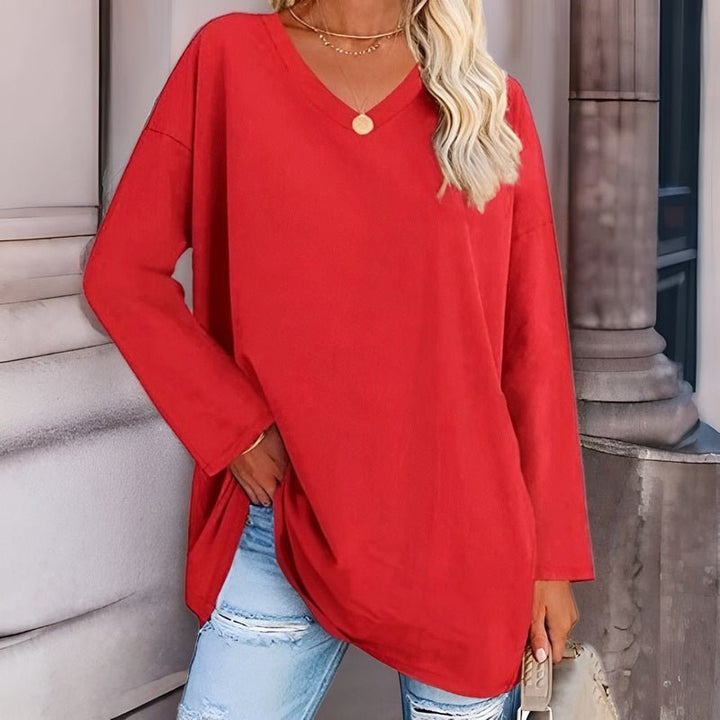 Drune | Trendiger V-Ausschnitt-Pullover mit langen Ärmel