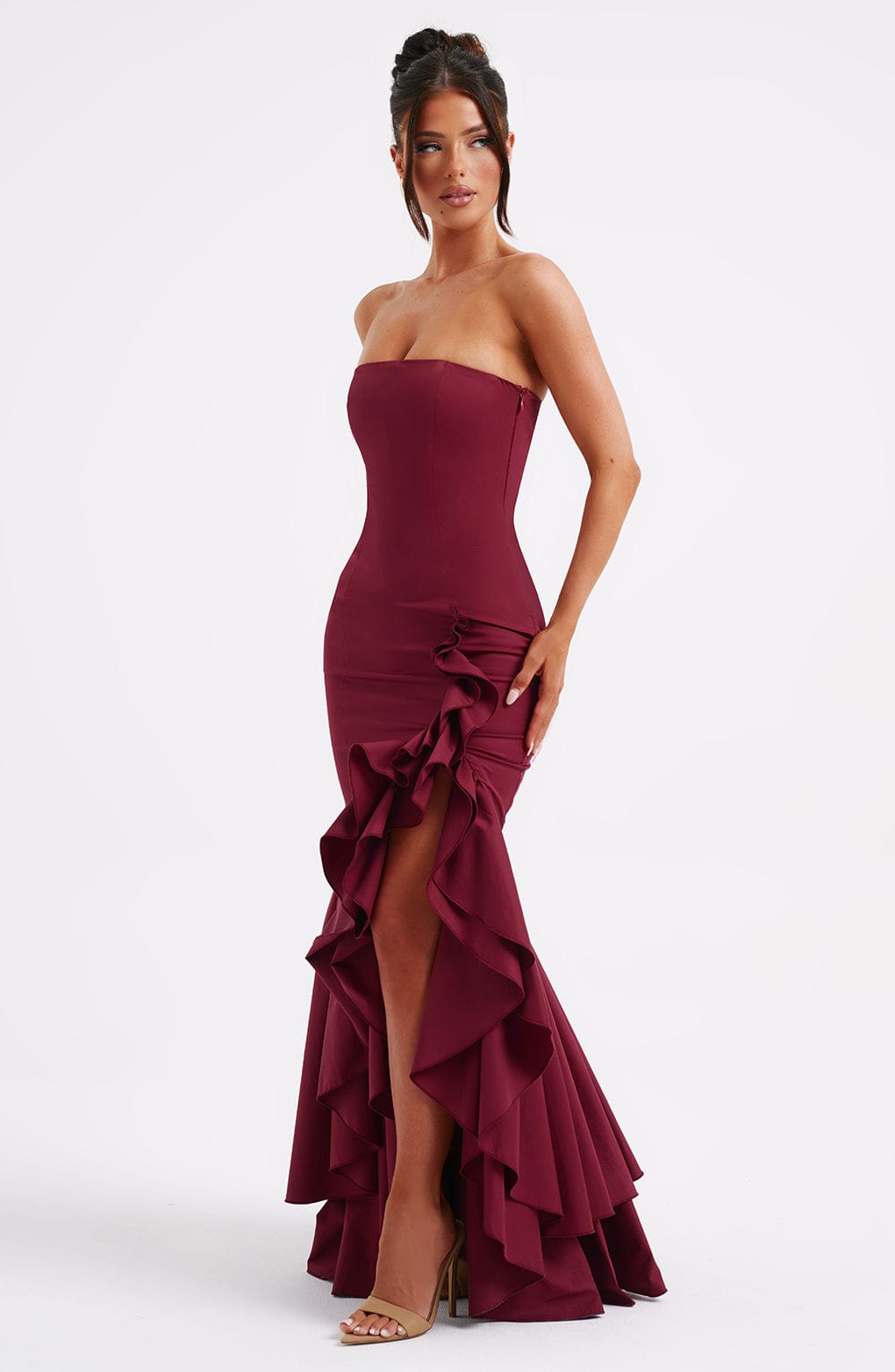 Drune | Ärmelloses Maxikleid Mit Schlitz Und Rüschen Für Frauen