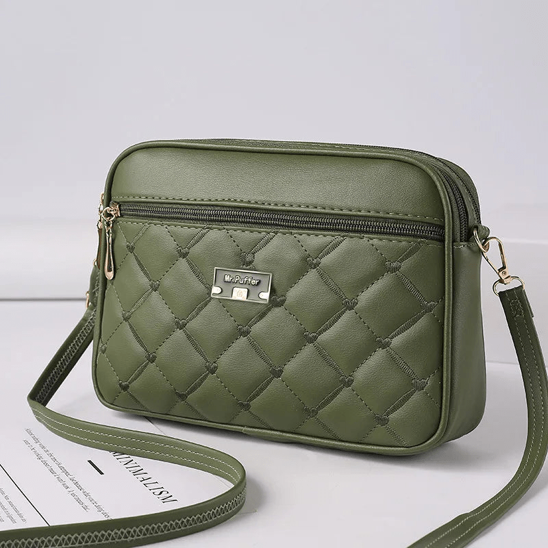 Drune | Damen Schultertasche Mit Diamantmuster Und Reißverschluss