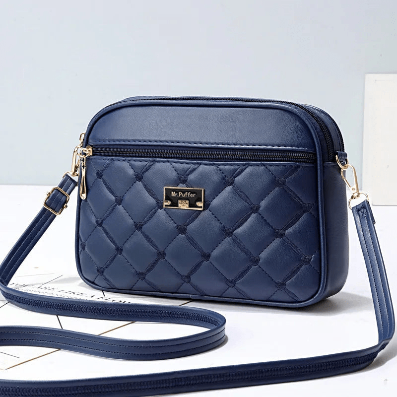 Drune | Damen Schultertasche Mit Diamantmuster Und Reißverschluss