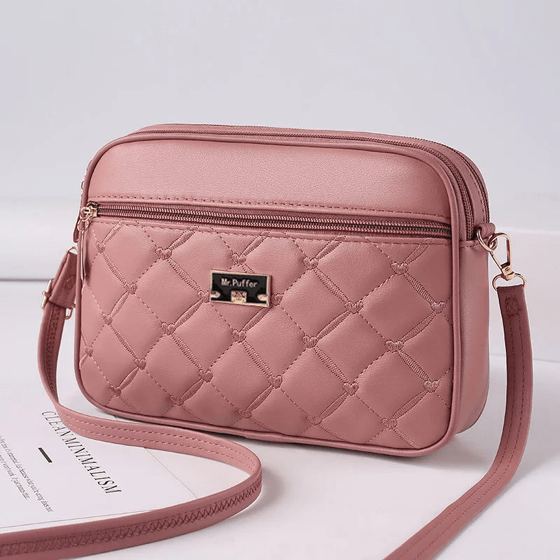 Drune | Damen Schultertasche Mit Diamantmuster Und Reißverschluss