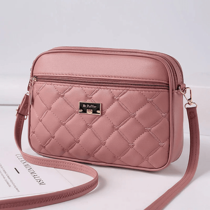 Drune | Damen Schultertasche Mit Diamantmuster Und Reißverschluss