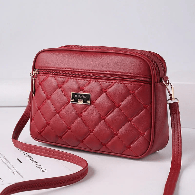 Drune | Damen Schultertasche Mit Diamantmuster Und Reißverschluss