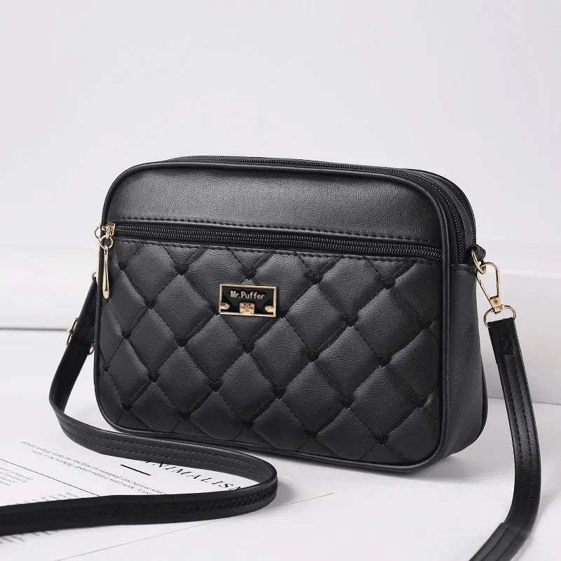 Drune | Damen Schultertasche Mit Diamantmuster Und Reißverschluss