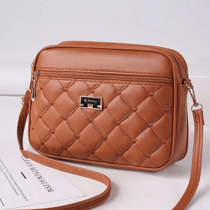 Drune | Damen Schultertasche Mit Diamantmuster Und Reißverschluss