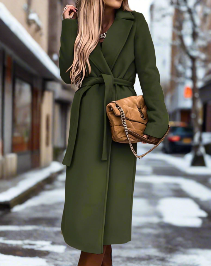 Drune | chicer langer Kleid mit Gürtel - weich, leicht und elegant für Frauen