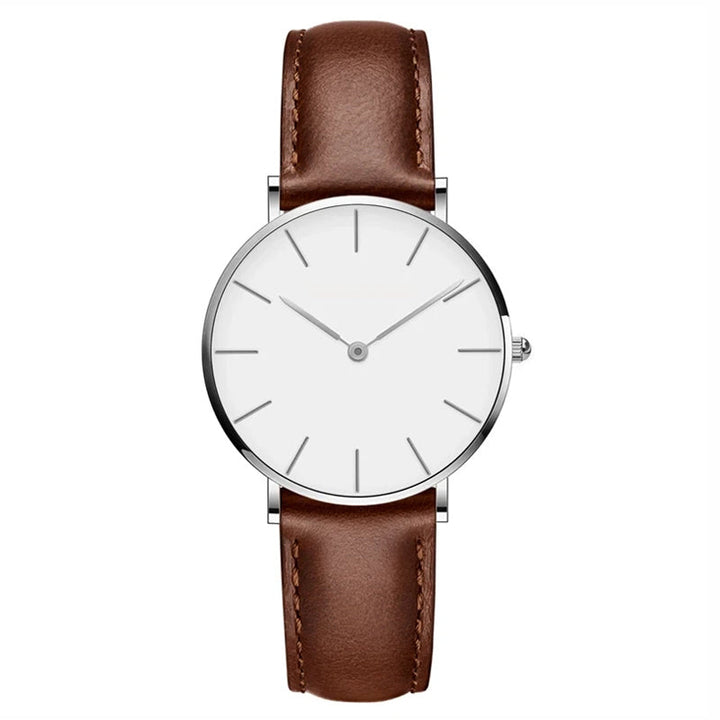 Drune | Runde Zeitlose Minimalistische Uhr Mit Lederarmband Für Frauen