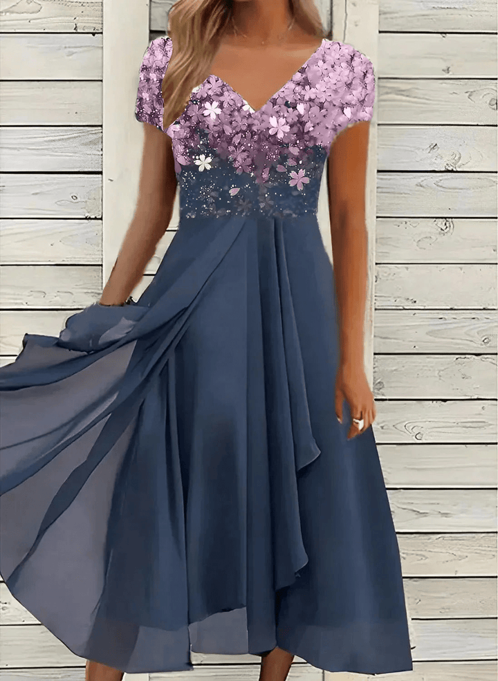 Drune | Elegante Chiffon Festkleid Damen Midi Kleid