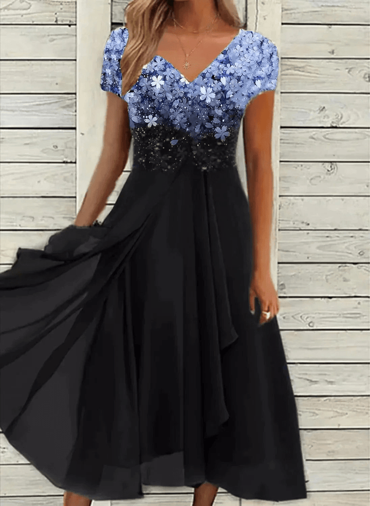 Drune | Elegante Chiffon Festkleid Damen Midi Kleid