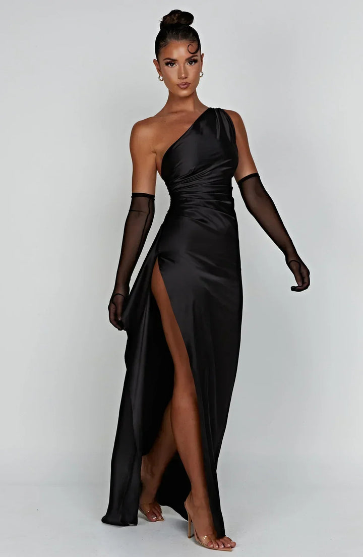 Drune | One-Shoulder-Schlitzkleid Aus Satin