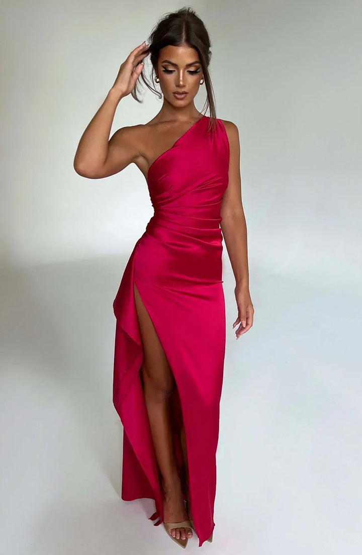 Drune | One-Shoulder-Schlitzkleid Aus Satin