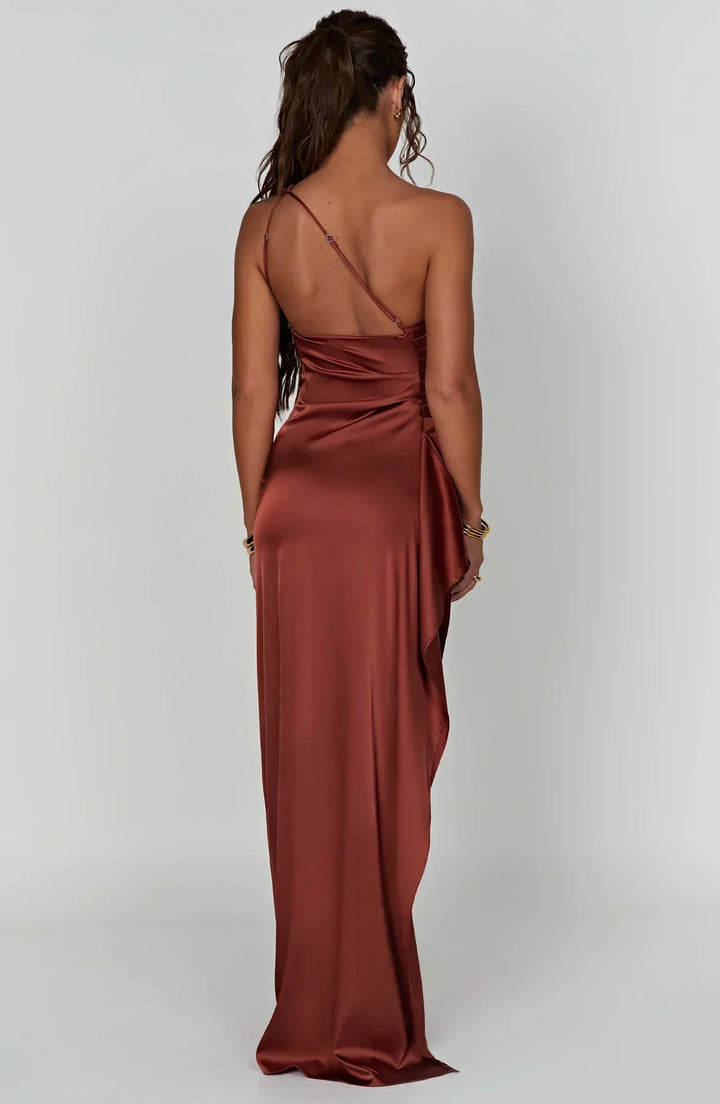 Drune | One-Shoulder-Schlitzkleid Aus Satin
