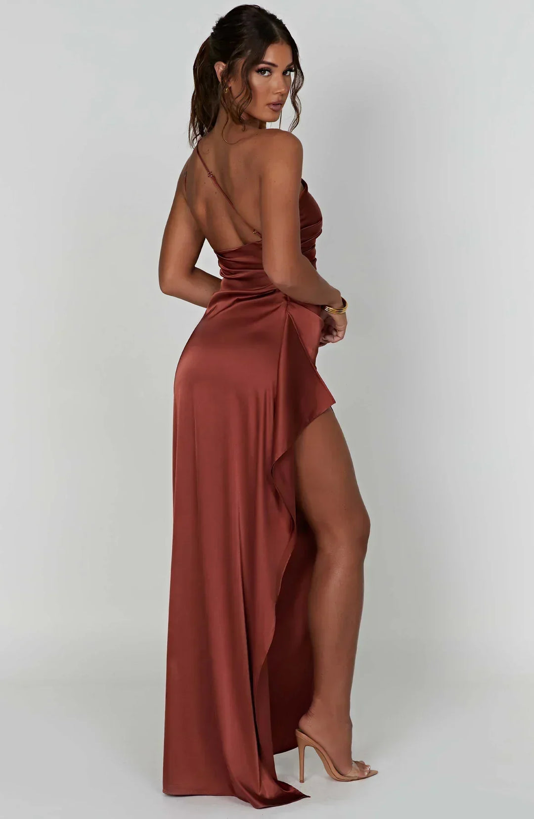 Drune | One-Shoulder-Schlitzkleid Aus Satin