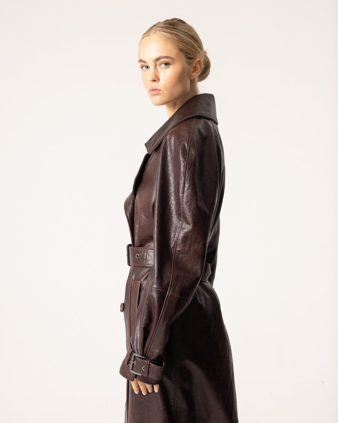 Drune | Leder Trenchcoat - Damen mit Gürtel