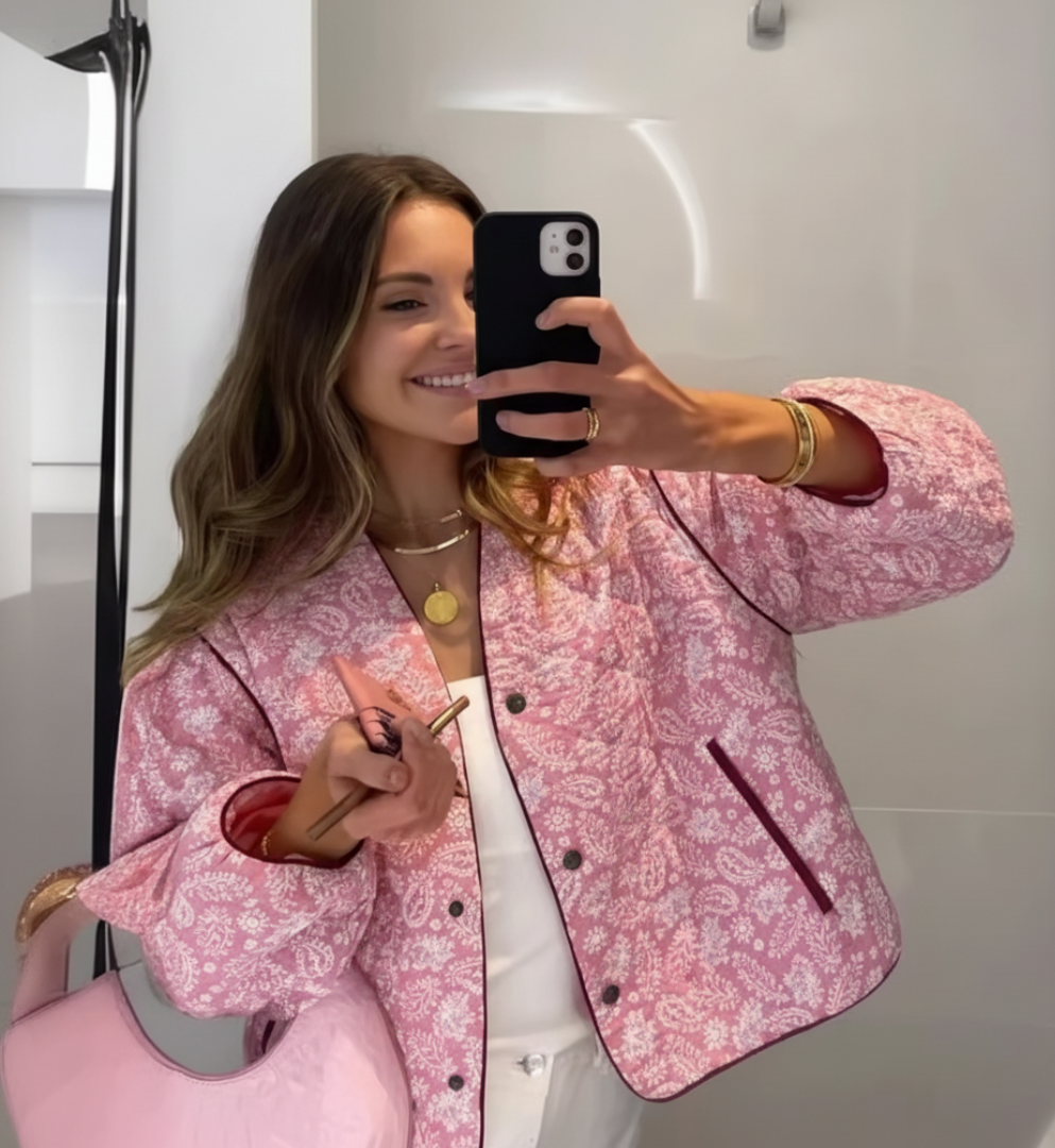 Drune | Gestepptes Jacke - Floral Print Knopfront Jacke