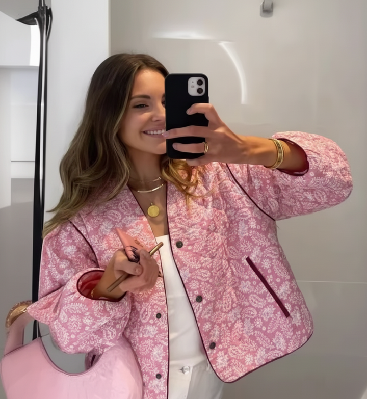 Drune | Gestepptes Jacke - Floral Print Knopfront Jacke