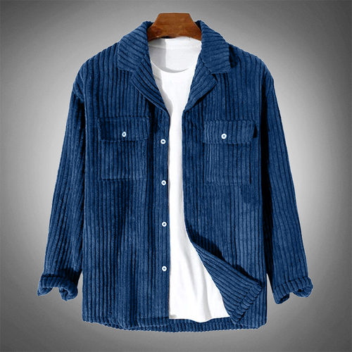 Drune - Stilvolles Dunkelblaues Lässiges Corduroy Herbst Overshirt für Männer