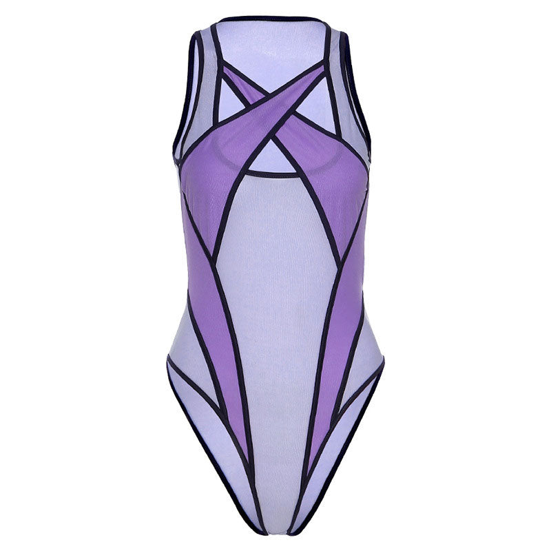 Drune | Athletic Contrast Träger Kreuzgurt Mesh Bodysuit