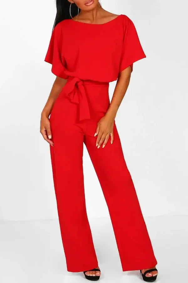 Drune | Eleganter Jumpsuit mit weitem Bein und Taillengürtel
