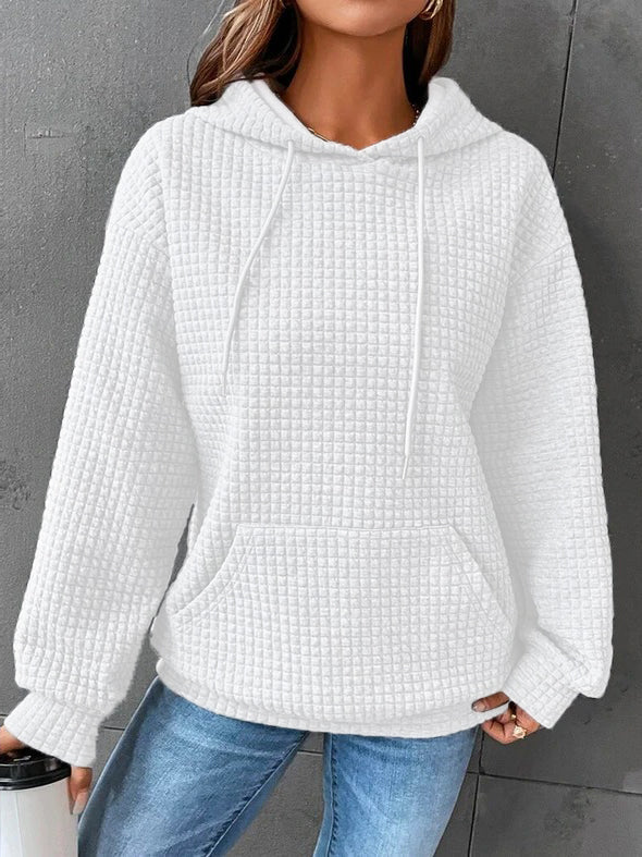 Drune | Waffelstrick Hoodie Damen - lässiger Oversized Pullover