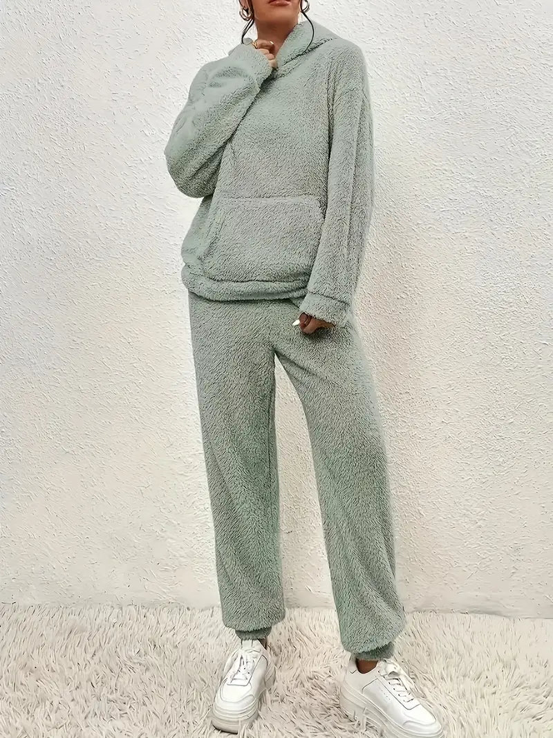 Drune | Damen Fleece Teddy Zweiteiliges Set