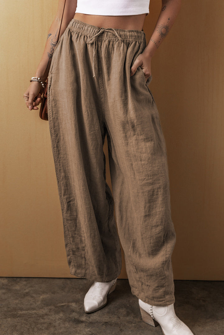 Drune | Palm Baumwoll Leinen Weitbein Hose Für Frauen