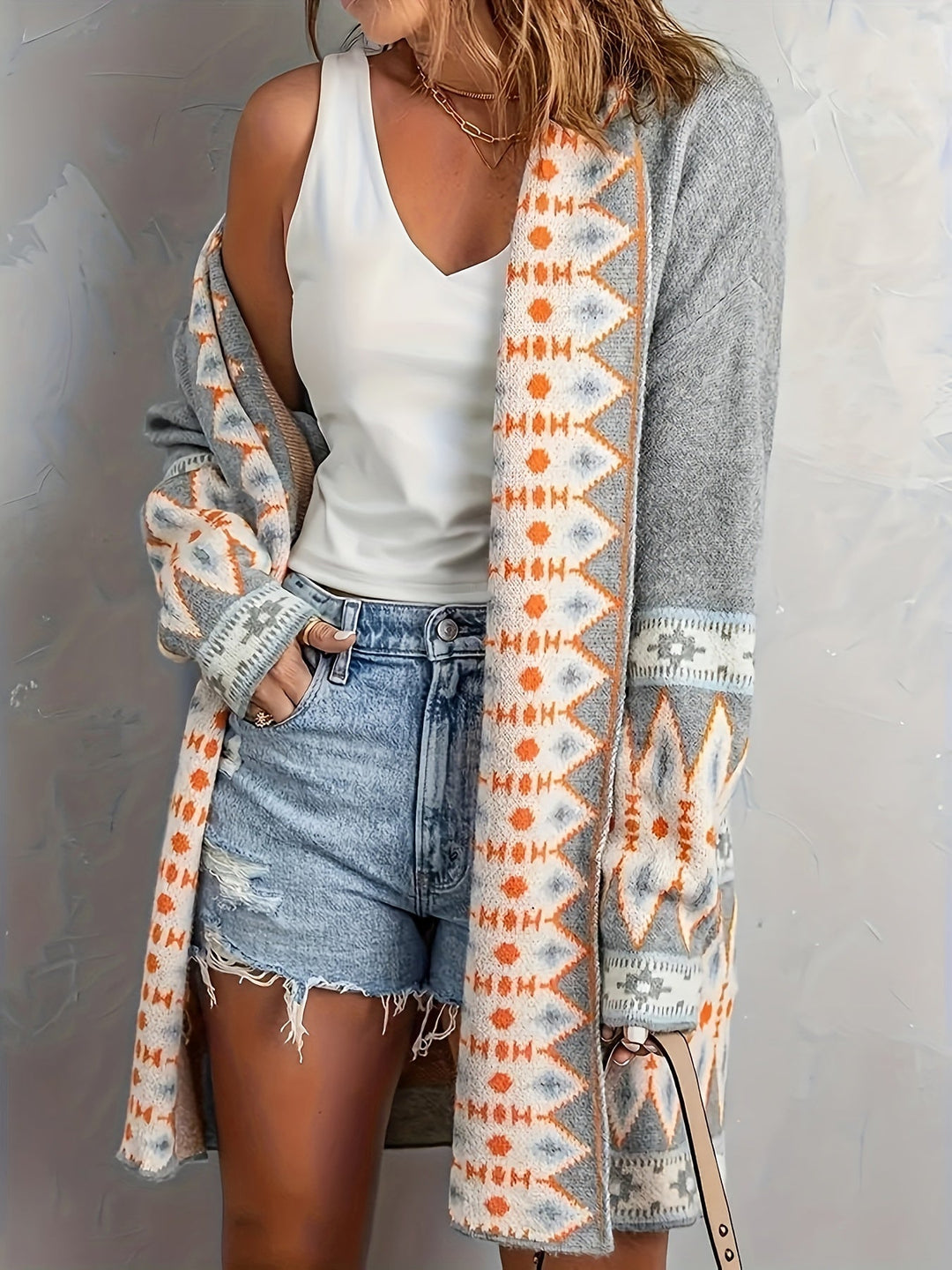 Drune | Geo Muster Wolle Strickjacke Für Damen - Perfekt für lässige Tage