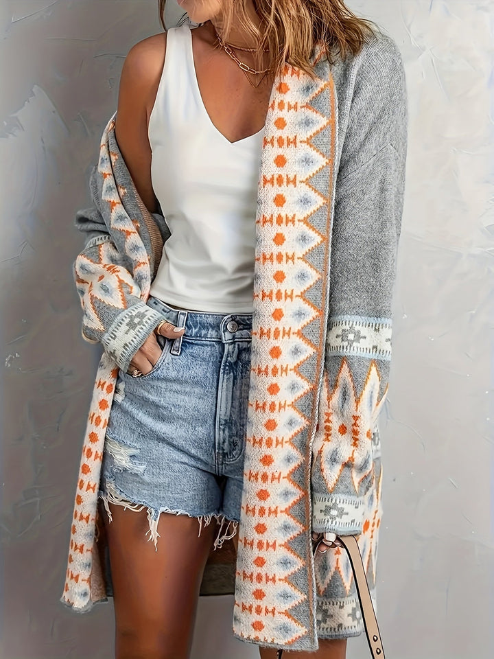 Drune | Geo Muster Wolle Strickjacke Für Damen - Perfekt für lässige Tage