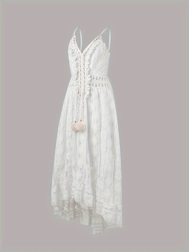 Drune – boho-maxi-sommerkleid mit spaghettiträgern und v-ausschnitt