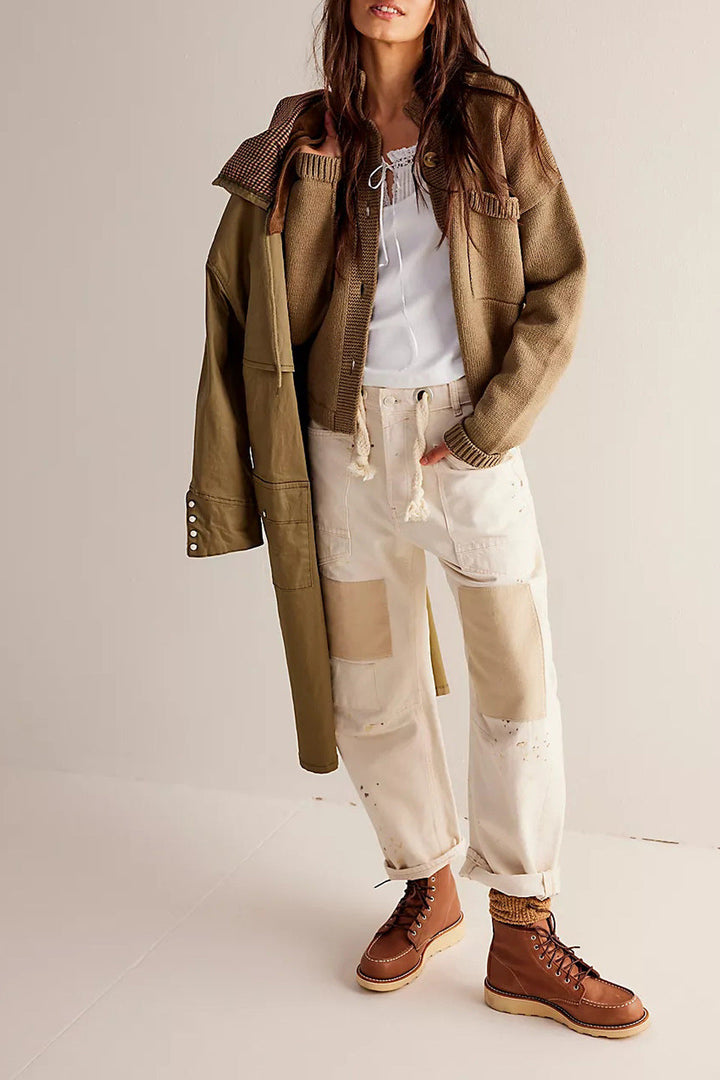 Drune | Jacke Stehkragen Einfarbiger Cardigan Pullover