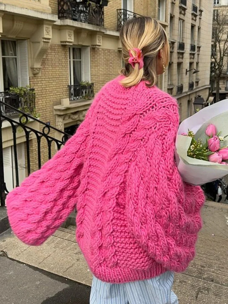 Drune | Grobstrick übergroßer Pullover mit hohem Kragen