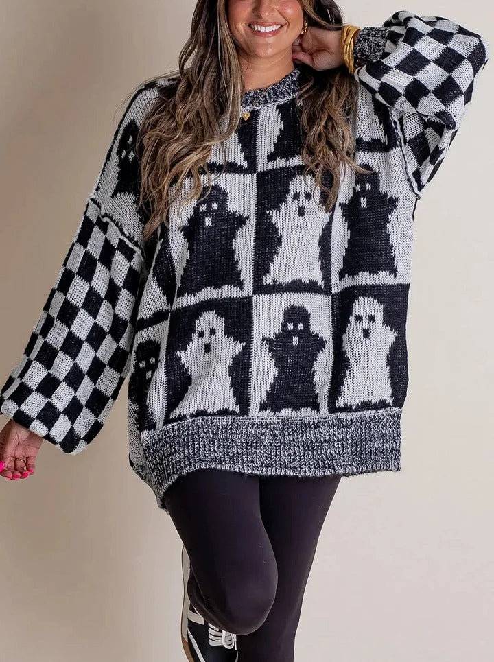 Drune | Halloween Checkered Knit Sweater