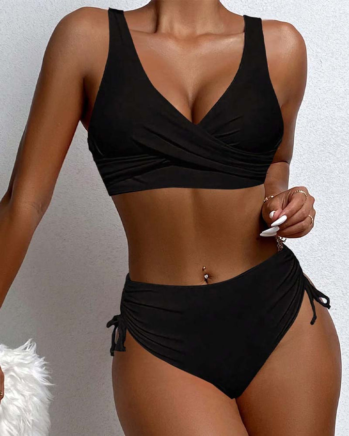 Drune bikini-badeanzug mit kordelzug und schnürung hinten