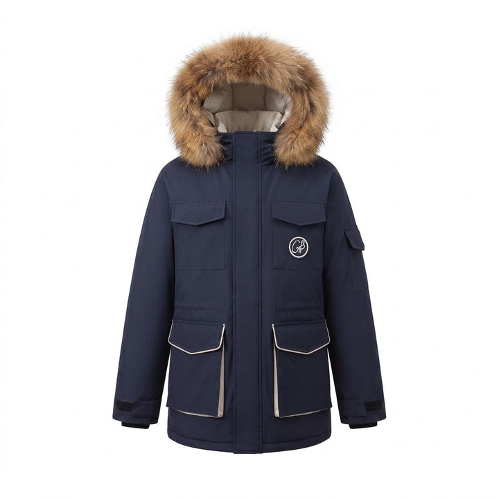 Damen Nano-Short Urban Thermal Parka im boxy Oversized-Schnitt mit abnehmbarem Kunstpelzbesatz und großen Klappentaschen