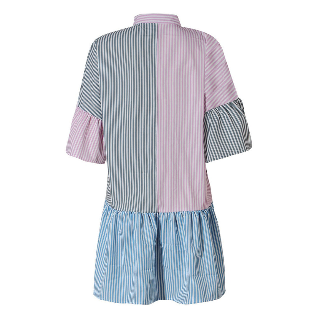 Drune | Gestreiftes Kleid mit kontrastierendem Print