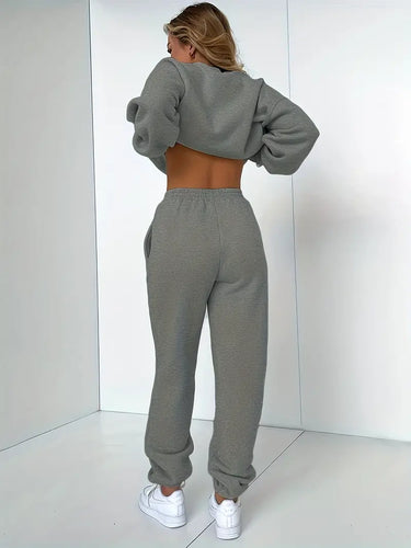 Drune Jogginganzug | Lässig weicher 2-teiliger Damenanzug mit Pullover und passender Hose