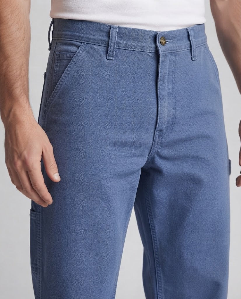 Herren Weite Worker-Denimhose mit Werkzeugschlaufe und hohem Bund Drune