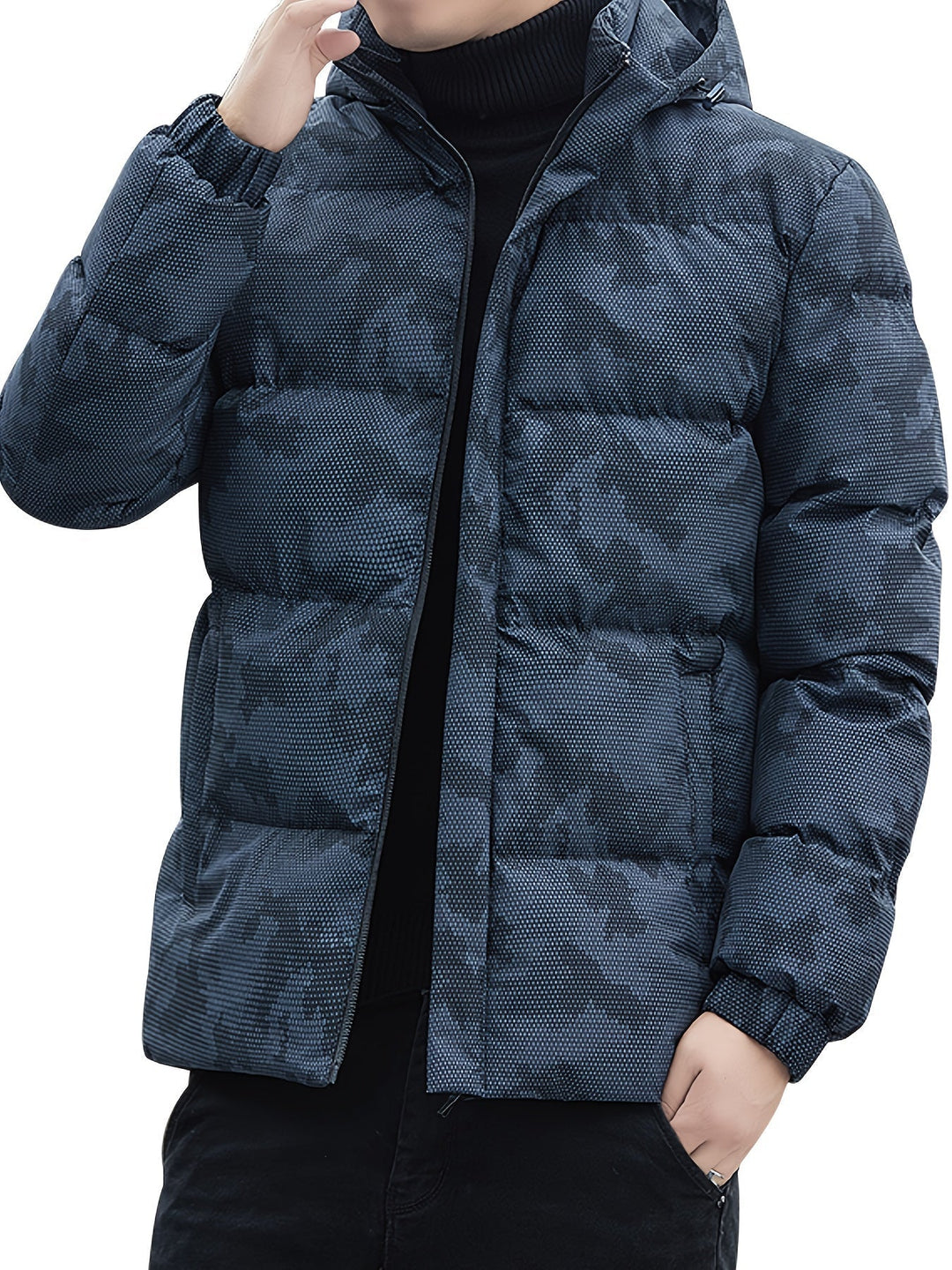 Drune |  Baumwoll Reißverschluss Gepolsterte Winterjacke Mit Abnehmbarer Kapuze Für Herren - Perfekt für Outdoor-Aktivitäten