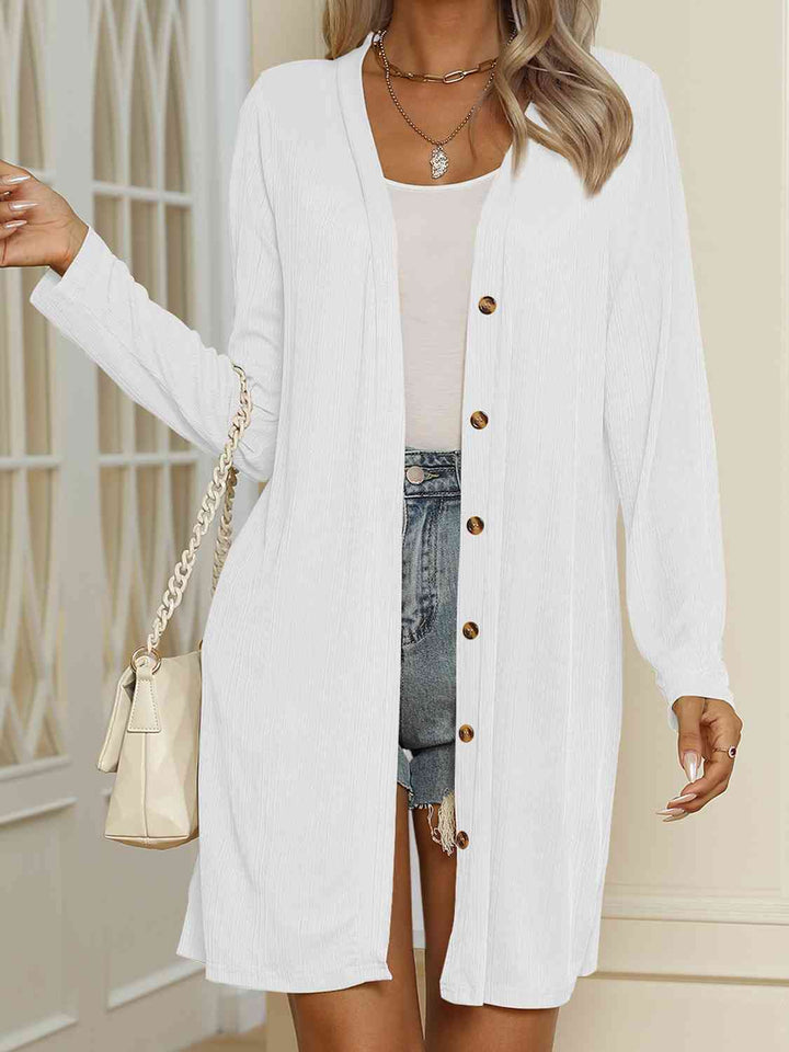 Drune | V-Ausschnitt Knopf-Oben Langarm Cardigan